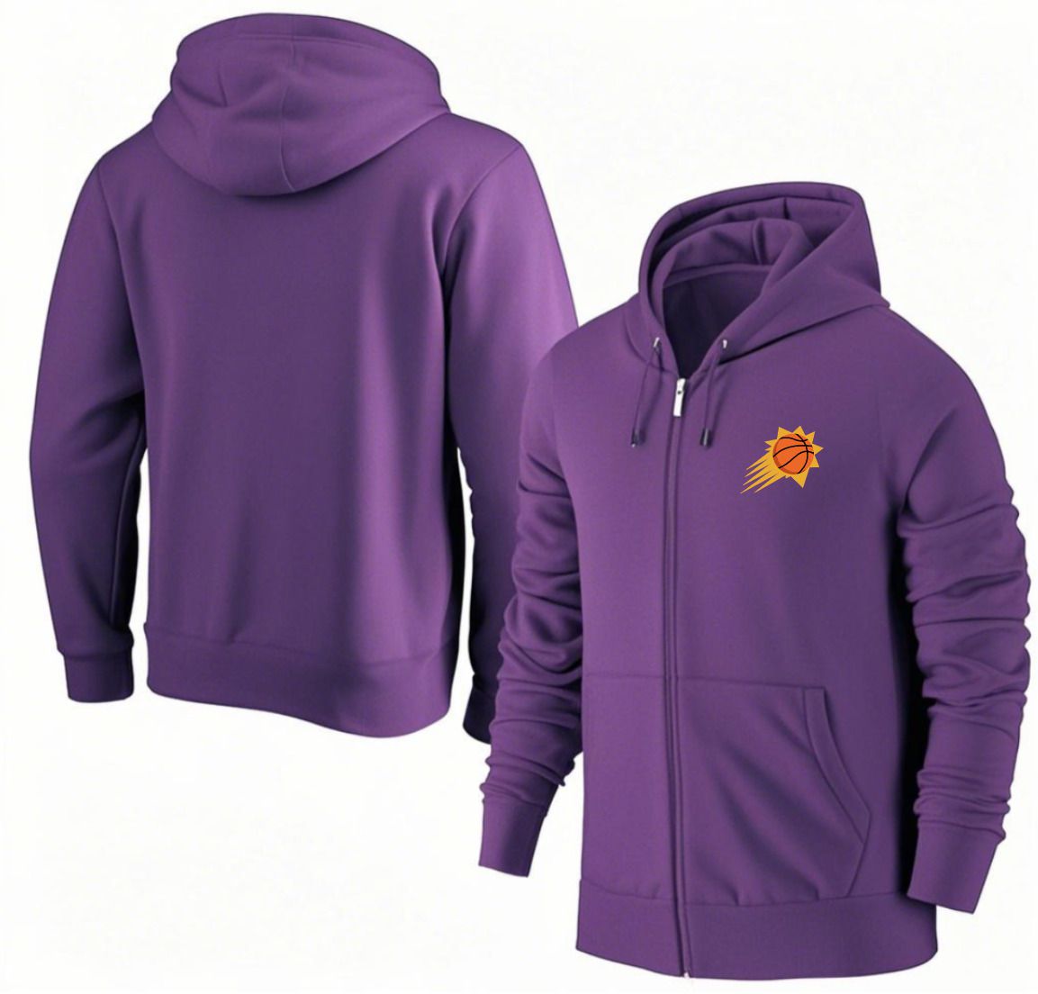 Men Phoenix Suns Purple Zipper hoodie 2025 NBA Jersey style 1-0